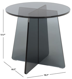 Latika Tempered Glass Accent Table With Subtle Smoke Finish — Minimalist, Durable Side Table For Living Spaces