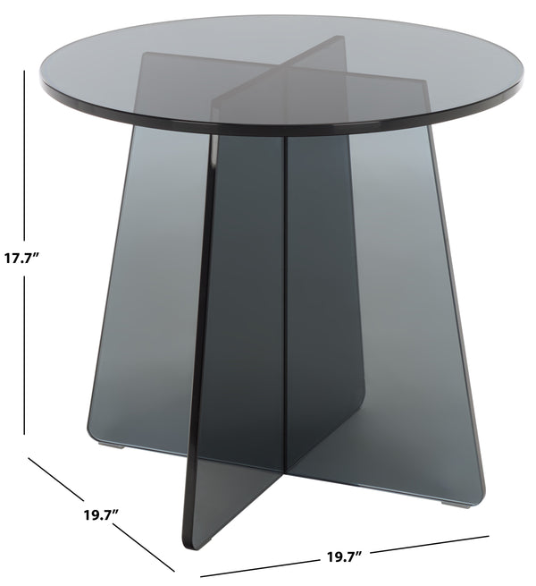 Latika Tempered Glass Accent Table With Subtle Smoke Finish — Minimalist, Durable Side Table For Living Spaces