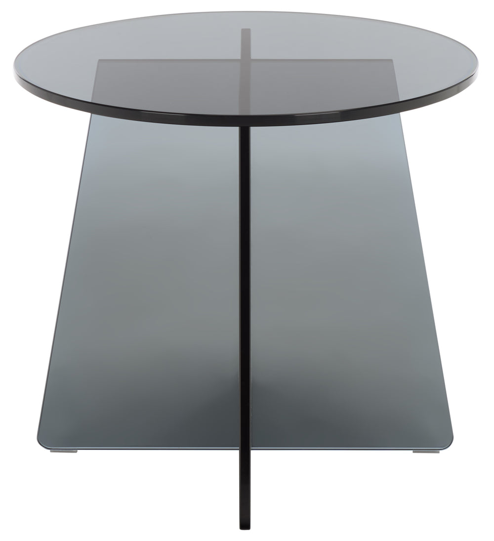 Latika Tempered Glass Accent Table With Subtle Smoke Finish — Minimalist, Durable Side Table For Living Spaces
