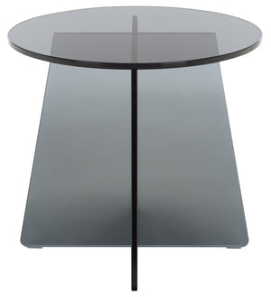 Latika Tempered Glass Accent Table With Subtle Smoke Finish — Minimalist, Durable Side Table For Living Spaces