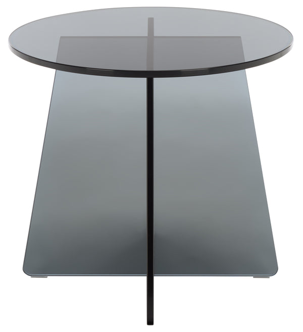 Latika Tempered Glass Accent Table With Subtle Smoke Finish — Minimalist, Durable Side Table For Living Spaces
