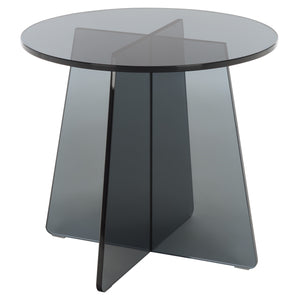 Latika Tempered Glass Accent Table With Subtle Smoke Finish — Minimalist, Durable Side Table For Living Spaces