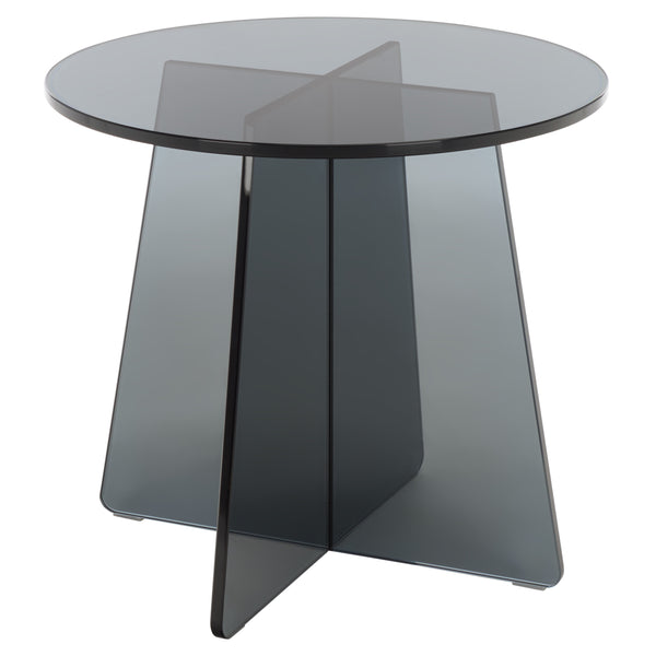 Latika Tempered Glass Accent Table With Subtle Smoke Finish — Minimalist, Durable Side Table For Living Spaces