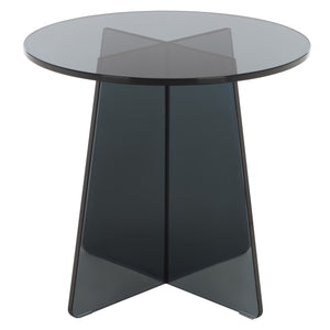 Latika Tempered Glass Accent Table With Subtle Smoke Finish — Minimalist, Durable Side Table For Living Spaces