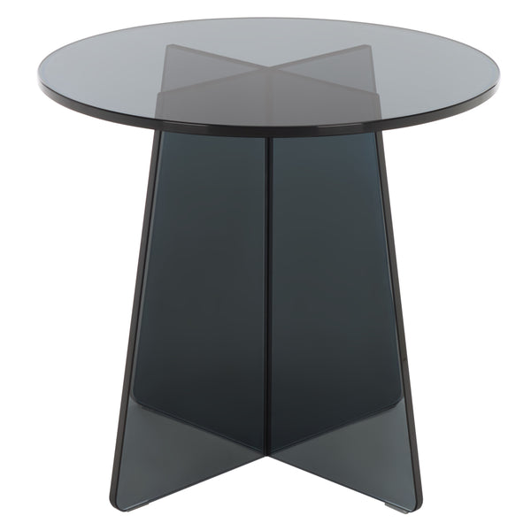 Latika Tempered Glass Accent Table With Subtle Smoke Finish — Minimalist, Durable Side Table For Living Spaces