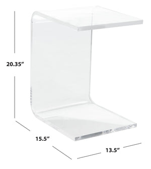 Safavieh Upton Clear Acrylic Side Table - Modern C-Shaped Design For Minimalist Spaces & Versatile Functionality ACC8001A