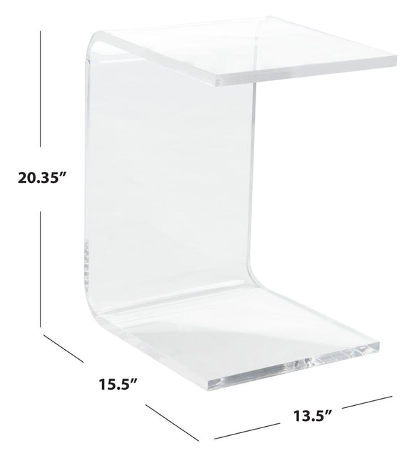 Safavieh Upton Clear Acrylic Side Table - Modern C-Shaped Design For Minimalist Spaces & Versatile Functionality ACC8001A