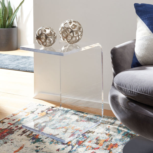 Safavieh Upton Clear Acrylic Side Table - Modern C-Shaped Design For Minimalist Spaces & Versatile Functionality ACC8001A