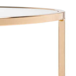Safavieh Kolby Round Glass Side Table - Chic Polished Gold Frame & Clear Top For Modern Living Spaces Decor ACC8004A