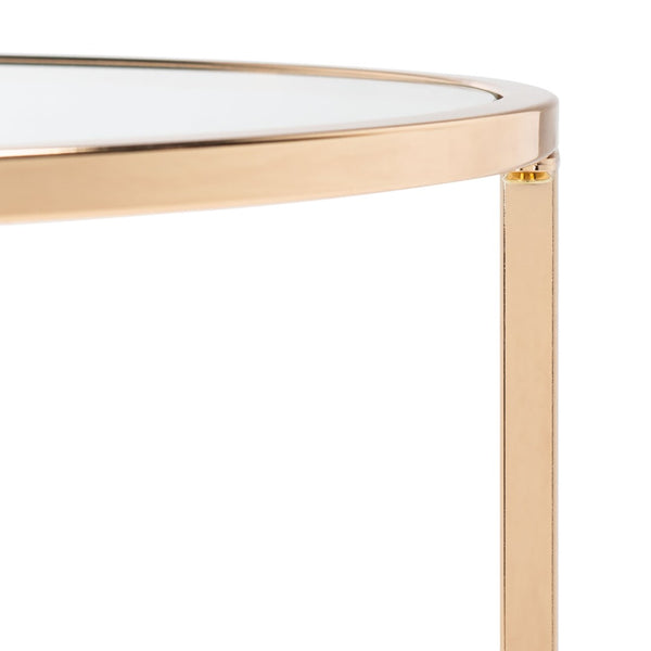 Safavieh Kolby Round Glass Side Table - Chic Polished Gold Frame & Clear Top For Modern Living Spaces Decor ACC8004A