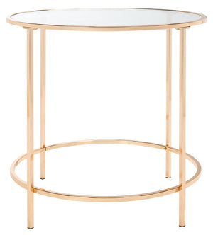 Safavieh Kolby Round Glass Side Table - Chic Polished Gold Frame & Clear Top For Modern Living Spaces Decor ACC8004A