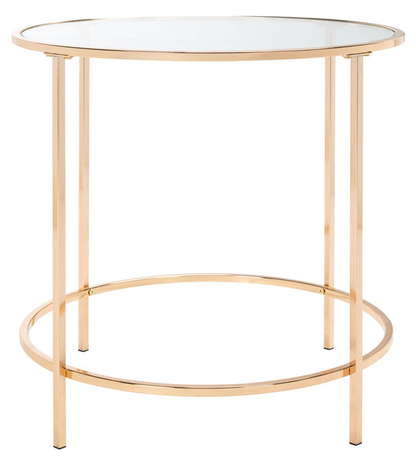 Safavieh Kolby Round Glass Side Table - Chic Polished Gold Frame & Clear Top For Modern Living Spaces Decor ACC8004A