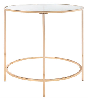 Safavieh Kolby Round Glass Side Table - Chic Polished Gold Frame & Clear Top For Modern Living Spaces Decor ACC8004A
