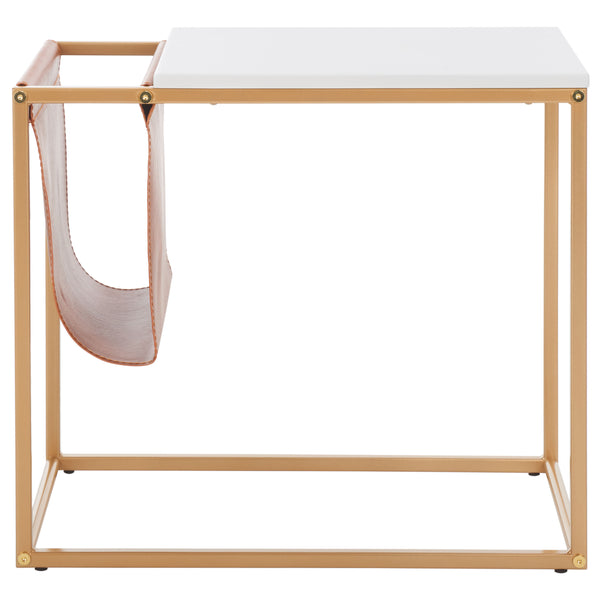 Safavieh Eugenia Side Table White / Brown / Gold  Mdf ACC8007B