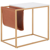 Safavieh Eugenia Side Table White / Brown / Gold  Mdf ACC8007B