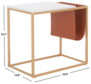 Safavieh Eugenia Side Table White / Brown / Gold  Mdf ACC8007B