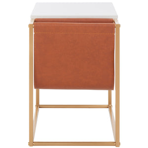 Safavieh Eugenia Side Table White / Brown / Gold  Mdf ACC8007B