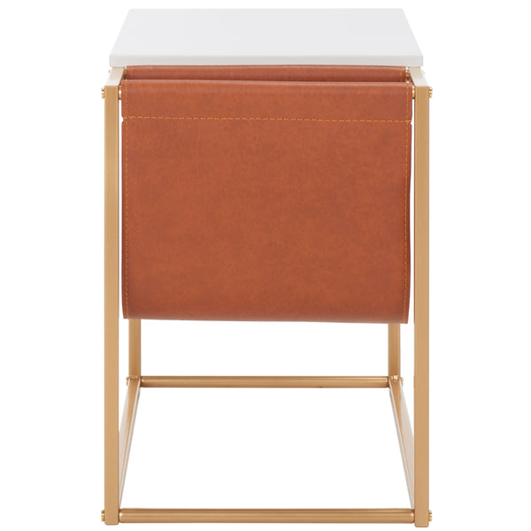 Safavieh Eugenia Side Table White / Brown / Gold  Mdf ACC8007B