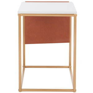 Safavieh Eugenia Side Table White / Brown / Gold  Mdf ACC8007B