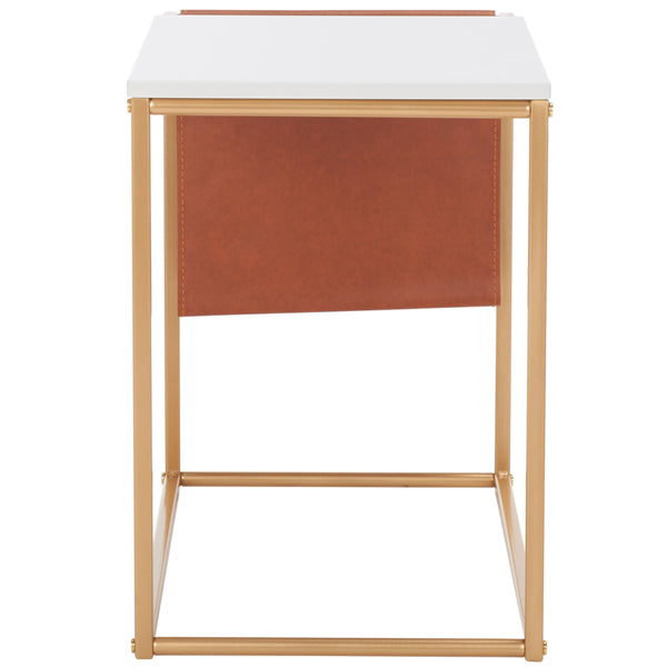 Safavieh Eugenia Side Table White / Brown / Gold  Mdf ACC8007B