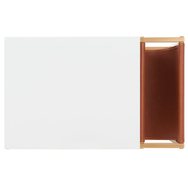 Safavieh Eugenia Side Table White / Brown / Gold  Mdf ACC8007B