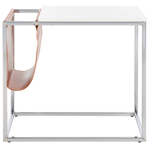 Safavieh Eugenia Side Table White/ Brown / Chrome Mdf ACC8007C