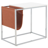 Safavieh Eugenia Side Table White/ Brown / Chrome Mdf ACC8007C