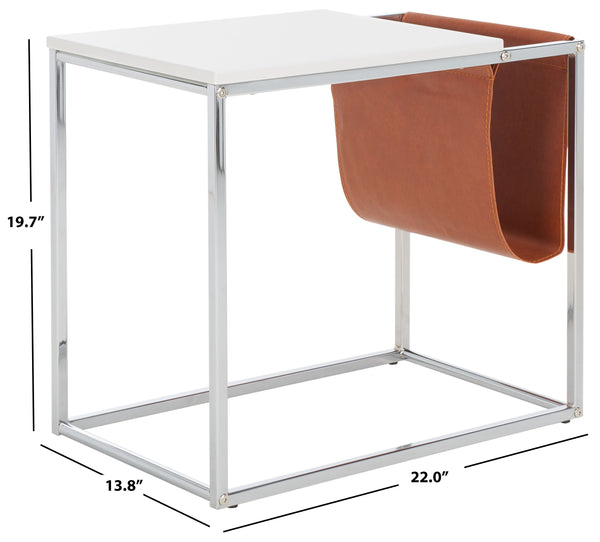 Safavieh Eugenia Side Table White/ Brown / Chrome Mdf ACC8007C