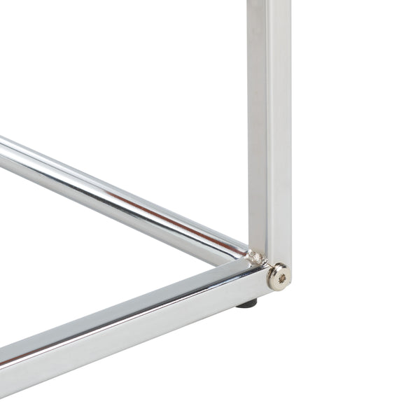 Safavieh Eugenia Side Table White/ Brown / Chrome Mdf ACC8007C