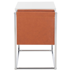 Safavieh Eugenia Side Table White/ Brown / Chrome Mdf ACC8007C