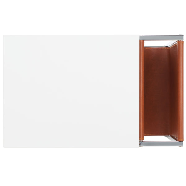 Safavieh Eugenia Side Table White/ Brown / Chrome Mdf ACC8007C