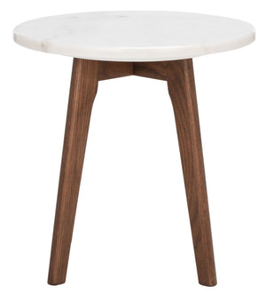 Safavieh Marini Round Marble End Table – Chic Mid-Century Accent With Walnut Base, Perfect For Any Space! ACC8100A