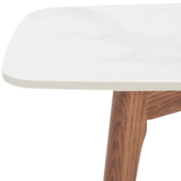 Safavieh Karina Rectangular End Table - Modern Faux-Marble Top With Walnut Legs For Stylish Living Spaces ACC8101A