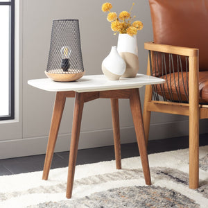 Safavieh Karina Rectangular End Table - Modern Faux-Marble Top With Walnut Legs For Stylish Living Spaces ACC8101A