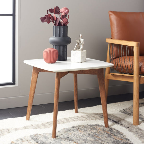 Safavieh Karina Square End Table - Modern White Faux-Marble Top With Tapered Oak Legs For Chic Living Spaces ACC8102A