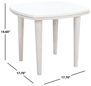 Safavieh Lara Marble Side Table - Elegant White Marble Top With Acacia Wood Legs For Modern Farmhouse Style ACC9000B