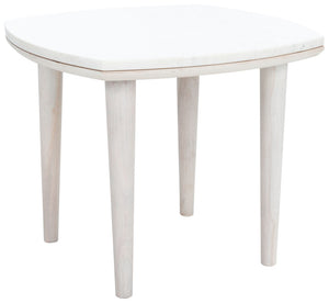Safavieh Lara Marble Side Table - Elegant White Marble Top With Acacia Wood Legs For Modern Farmhouse Style ACC9000B