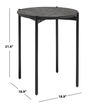 Safavieh Pratt Round Side Table – Elegant Black Marble Accent Table For Modern Living Spaces & Décor ACC9001A