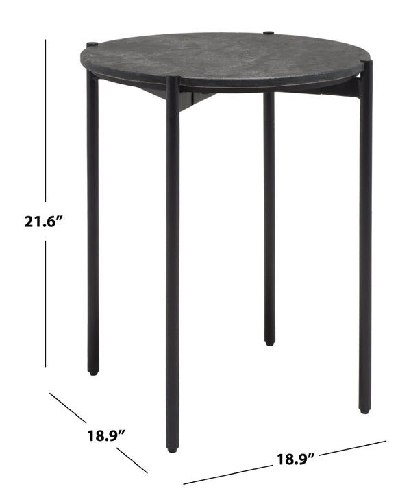 Safavieh Pratt Round Side Table – Elegant Black Marble Accent Table For Modern Living Spaces & Décor ACC9001A