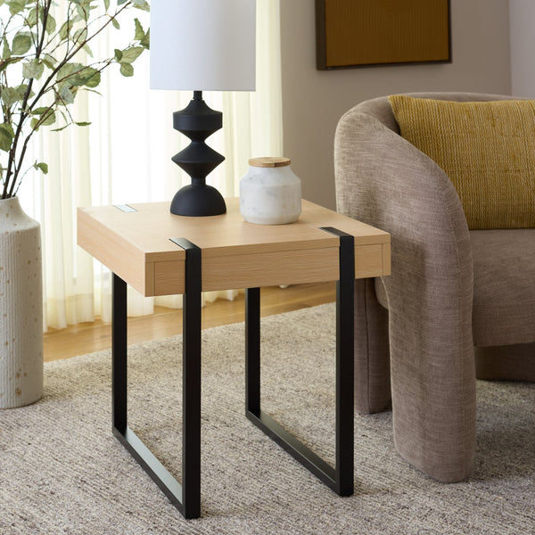 Safavieh Klausner Accent Table - Elegant Sand Top With Sturdy Black Legs For Stylish Home Decor & Functionality Sand ,Black Wood ,Metal Acc9300a