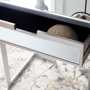 Safavieh Lilo Mirrored Accent Table With Drawer - Glamorous Silver Finish & Greek Key Legs For Stylish Decor ACC9700A