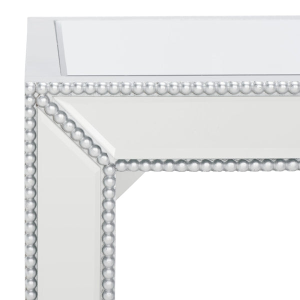 Safavieh Laken Glamorous Mirrored Accent Table With Studded Detailing - Chic Modern Design For Any Space ACC9702A