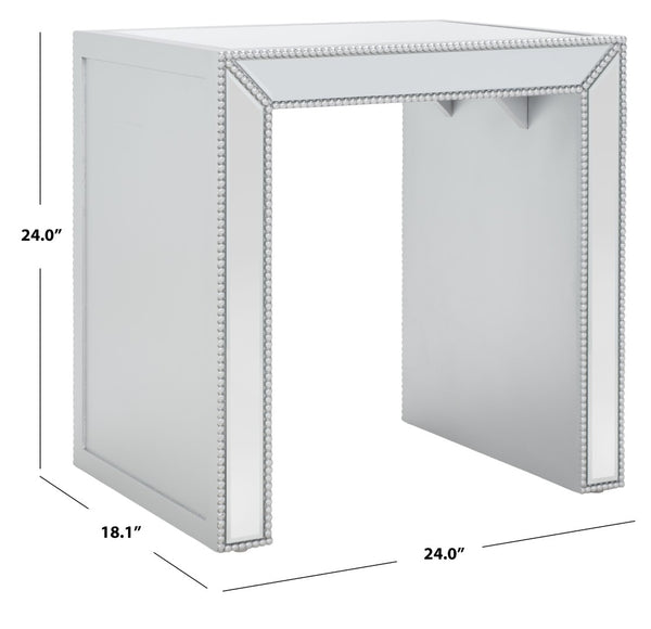 Safavieh Laken Glamorous Mirrored Accent Table With Studded Detailing - Chic Modern Design For Any Space ACC9702A