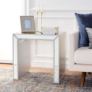 Safavieh Laken Glamorous Mirrored Accent Table With Studded Detailing - Chic Modern Design For Any Space ACC9702A