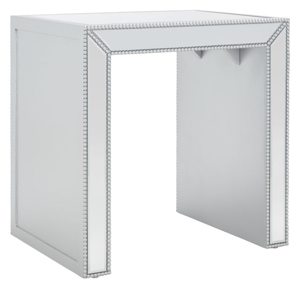 Safavieh Laken Glamorous Mirrored Accent Table With Studded Detailing - Chic Modern Design For Any Space ACC9702A