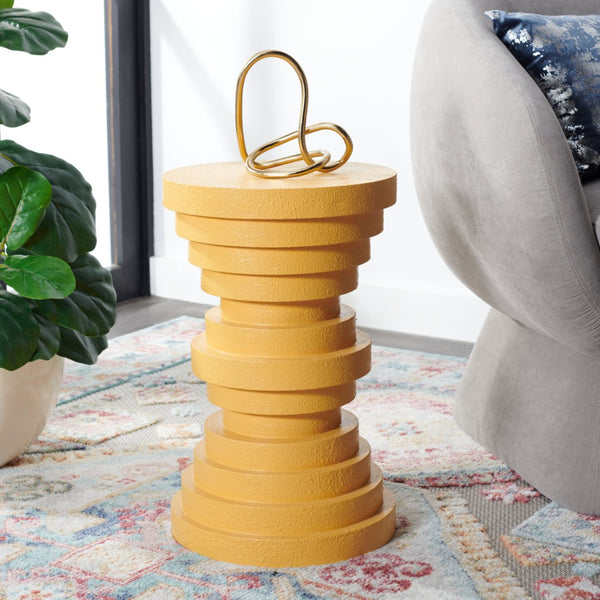 Safavieh Ali Sculptural Accent Table - Bold Round Disc Design For Modern Living And Stylish Decor Enhancement Yellow ACC9705A