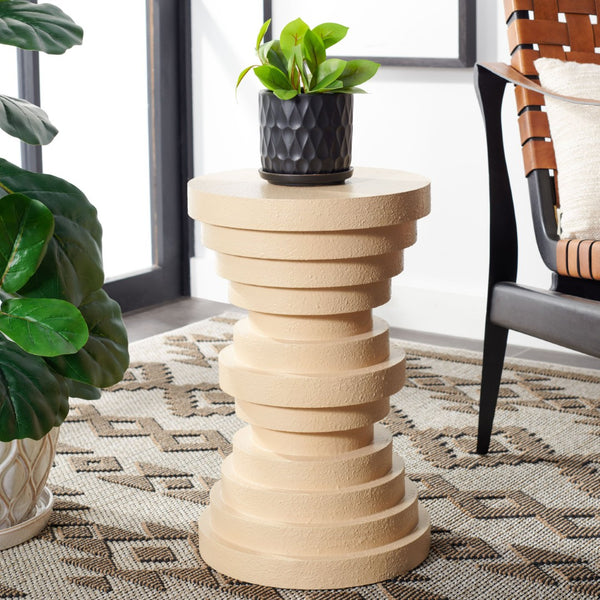 Safavieh Ali Sculptural Accent Table - Bold Round Disc Design For Modern Living And Stylish Decor Enhancement Cream ACC9705B