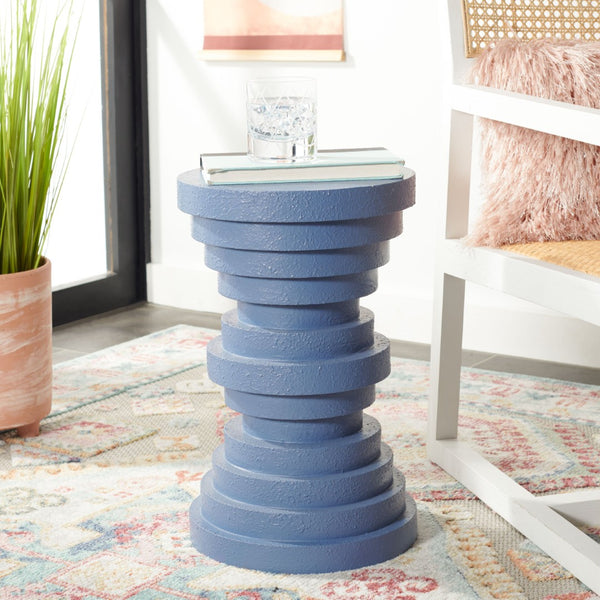 Safavieh Ali Sculptural Accent Table - Bold Round Disc Design For Modern Living And Stylish Decor Enhancement Periwinkle ACC9705C