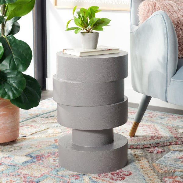 Safavieh Tyce Sculptural Accent Table - Modern Stacked Round-Disc Design For Versatile Living Space Decor Grey ACC9707A