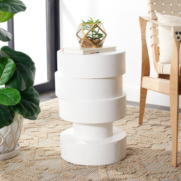 Safavieh Tyce Sculptural Accent Table - Modern Stacked Round-Disc Design For Versatile Living Space Decor White ACC9707C